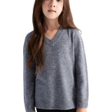 Suéter feminino 100% lã merino sem costura com decote em V