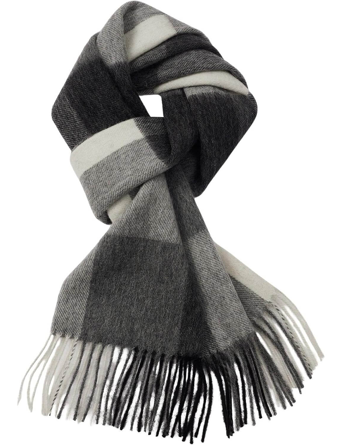 100% Merino Wool Scarf Fall Winter Plaid Ultra-Soft