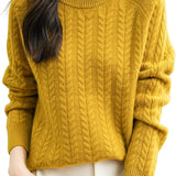 Chanyarn Women's Crew Neck 100% Merino Wool Sweater 2025 Otoño Invierno Cable Vintage Capas de manga larga cálida