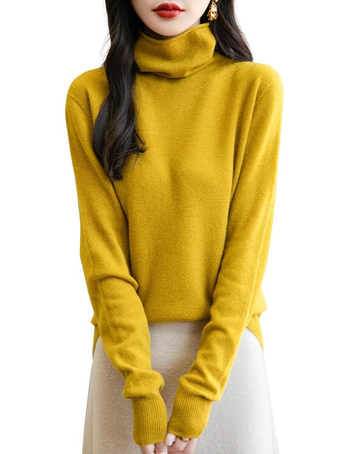 100% Merino Wool Seamless Turtleneck Sweater