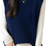 Women's 100% Merino Wool Sweater Vest 2025 Fall Winter Vintage Cable Crew Neck Sleeveless Knit Sweater Vest