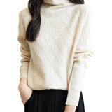 Suéter de malha 100% lã merino com gola alta