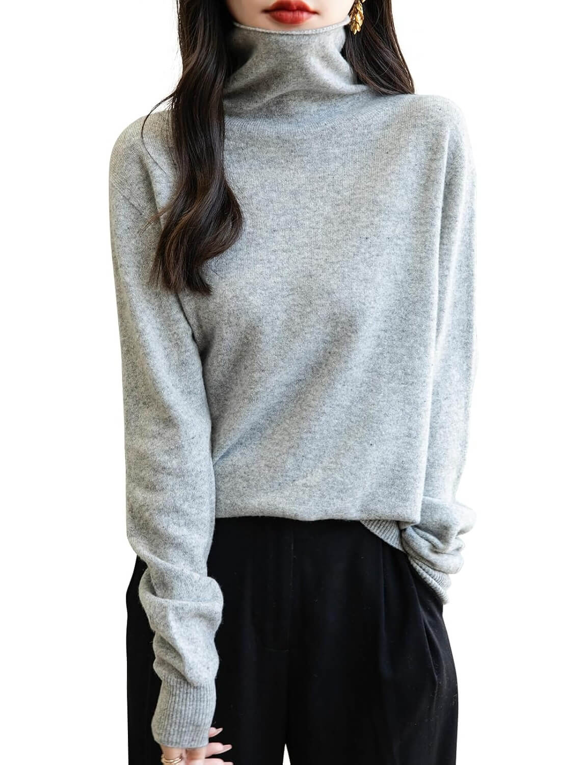 100% Merino Wool Seamless Turtleneck Sweater