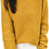 Suéter de lana 100% merino de chanyarn femenino 2025 otoño invierno Básico Básico Cable de manga larga Cabina de manga larga Sétero de cable de punto