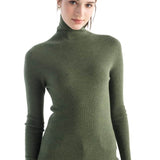 Merino Wool Blend Ribbed Turtleneck Slim Fit Sweater