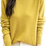 Chanyarn Women's 100% Merino Wool Seamless Sweater Mock Neck First-Line Ready to Wear Long Sleeve Knitted Pullover Tops