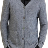 Men's 100% Merino Wool Cardigan Sweater 2025 Fall Winter Casual V Neck Warm Soft Long Sleeve Knitted Sweater