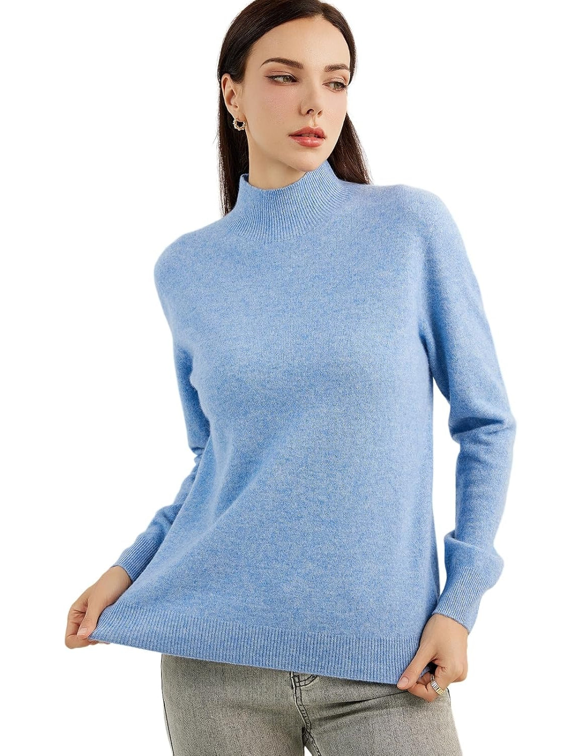 Suéter Mockneck de Caxemira da Mongólia