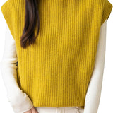 Women's 100% Merino Wool Sweater Vest 2025 Fall Winter Casual Turtleneck Sleeveless Knit Sweater Tank Tops