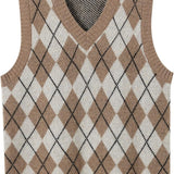 Giubbotto da maglione da donna al 100% da donna 2025 Diamond inverno autunno V Glet maglione a maglia senza maniche