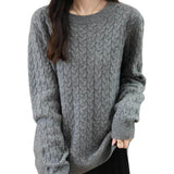 Suéter de malha 100% lã merino com gola redonda