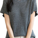 Chanyarn Women's Casual Crewneck Batwing Short Sleeve Sweater 2025 Spring Summer Loose Knitted Pullover Sweater Tops