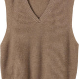 Women's 100% Merino Wool Sweater Vest 2025 Spring Classic V Neck Casual Sleeveless Knit Sweater Vest