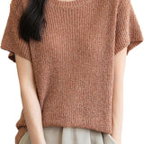 Chanyarn Women's Casual Crewneck Batwing Short Sleeve Sweater 2025 Spring Summer Loose Knitted Pullover Sweater Tops