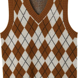 Giubbotto da maglione da donna al 100% da donna 2025 Diamond inverno autunno V Glet maglione a maglia senza maniche