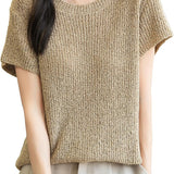 Chanyarn Women's Casual Crewneck Batwing Short Sleeve Sweater 2025 Spring Summer Loose Knitted Pullover Sweater Tops