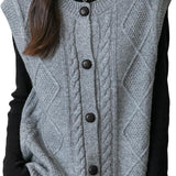 Chanyarn Women's 100% Merino Wool Sweater Vest 2025 Fall Winter Crew Neck Button Down Sleeveless Cable Knitted Sweater