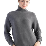 Suéter de malha solta com mistura de lã Merino e gola simulada