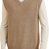Men's 100% Merino Wool Sweater Vest 2025 Fall Winter Casual Solid V Neck Soft Sleeveless Knitted Sweater Vest