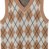 Giubbotto da maglione da donna al 100% da donna 2025 Diamond inverno autunno V Glet maglione a maglia senza maniche