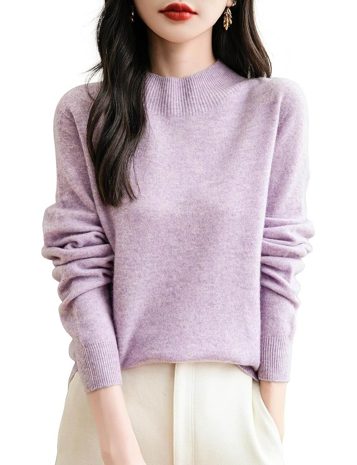 Maglione a collo finto senza cuciture 100% lana merino australiana