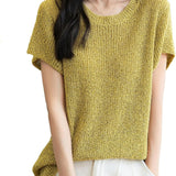 Chanyarn Women's Casual Crewneck Batwing Short Sleeve Sweater 2025 Spring Summer Loose Knitted Pullover Sweater Tops