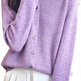 Chanyarn Women's Crewneck 100% Merino Wool Sweater 2025 Spring Fall Solid Long Sleeve Seamless Knitted Cardigan Sweater