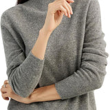 100% Pure Cashmere Women's Sweater Mock Neck Long Sleeve Warm Soft 2025 Fall Winter Knit Pullover