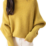 Chanyarn Women's 100% Merino Wool Sweater 2025 Fall Winter Mock Neck Oversized Long Batwing Sleeve Loose Knitted Sweater