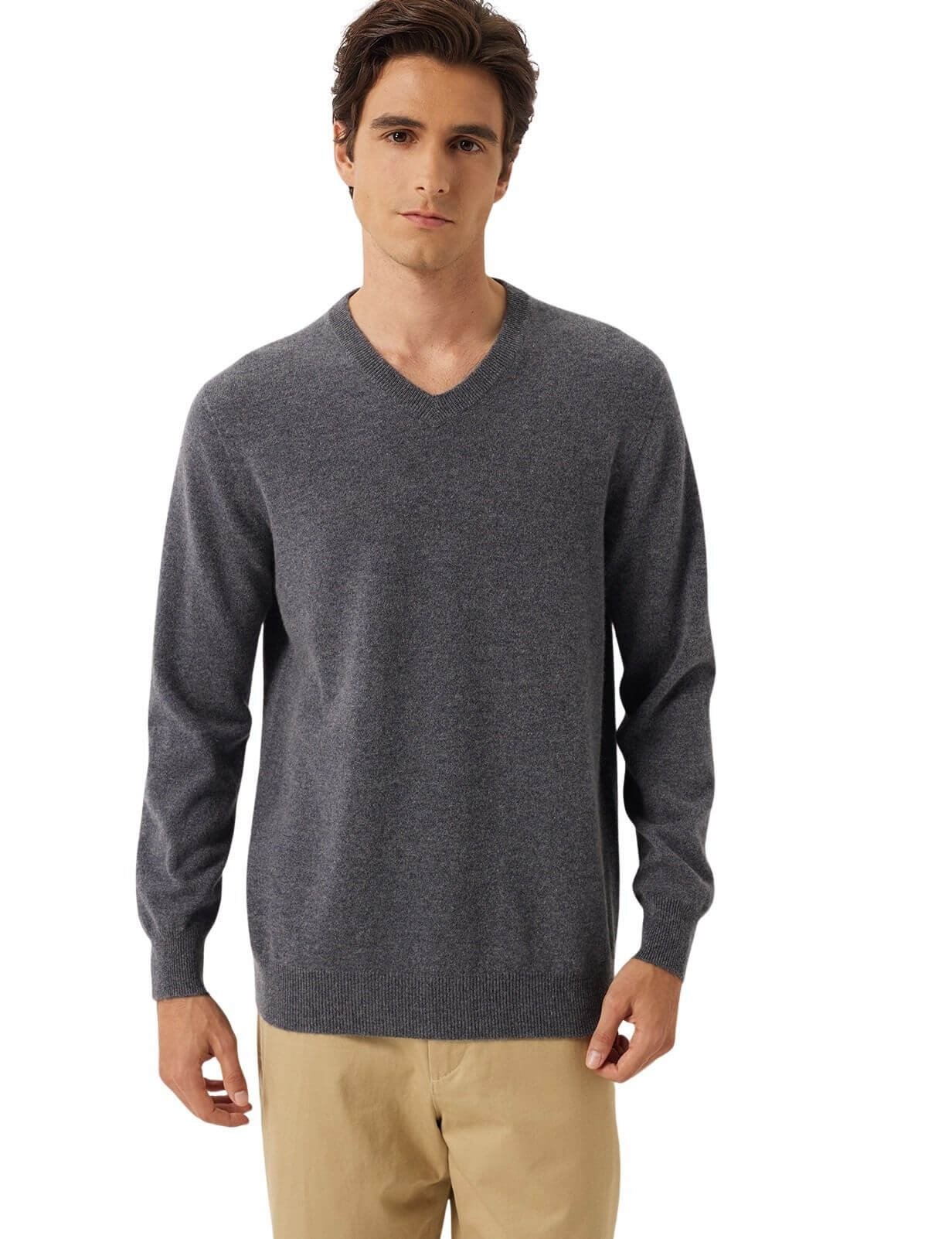 100% Cashmere V Neck Seamless Knit Sweater