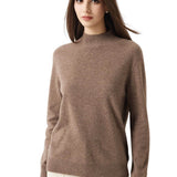 30% Cashmere 70% Merino Wool Seamless Mock Neck Sweater