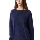 Suéter sem costura 100% lã Merino com gola redonda