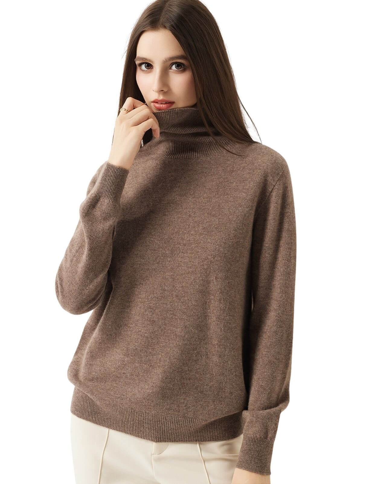 30% Cashmere 70% Merino Wool Seamless Turtleneck Sweater