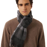 100% Cashmere Long Plaid Tassel Warm Knit Scarf