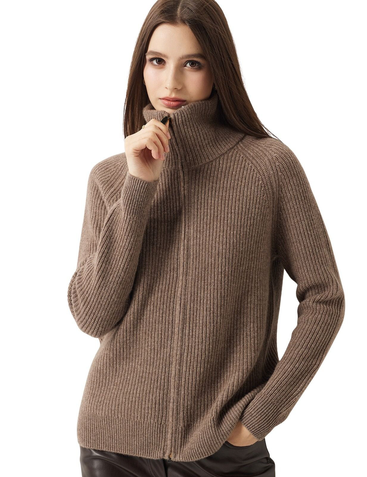 30% Cashmere 70% Merino Wool Turtle Neck Cardigan