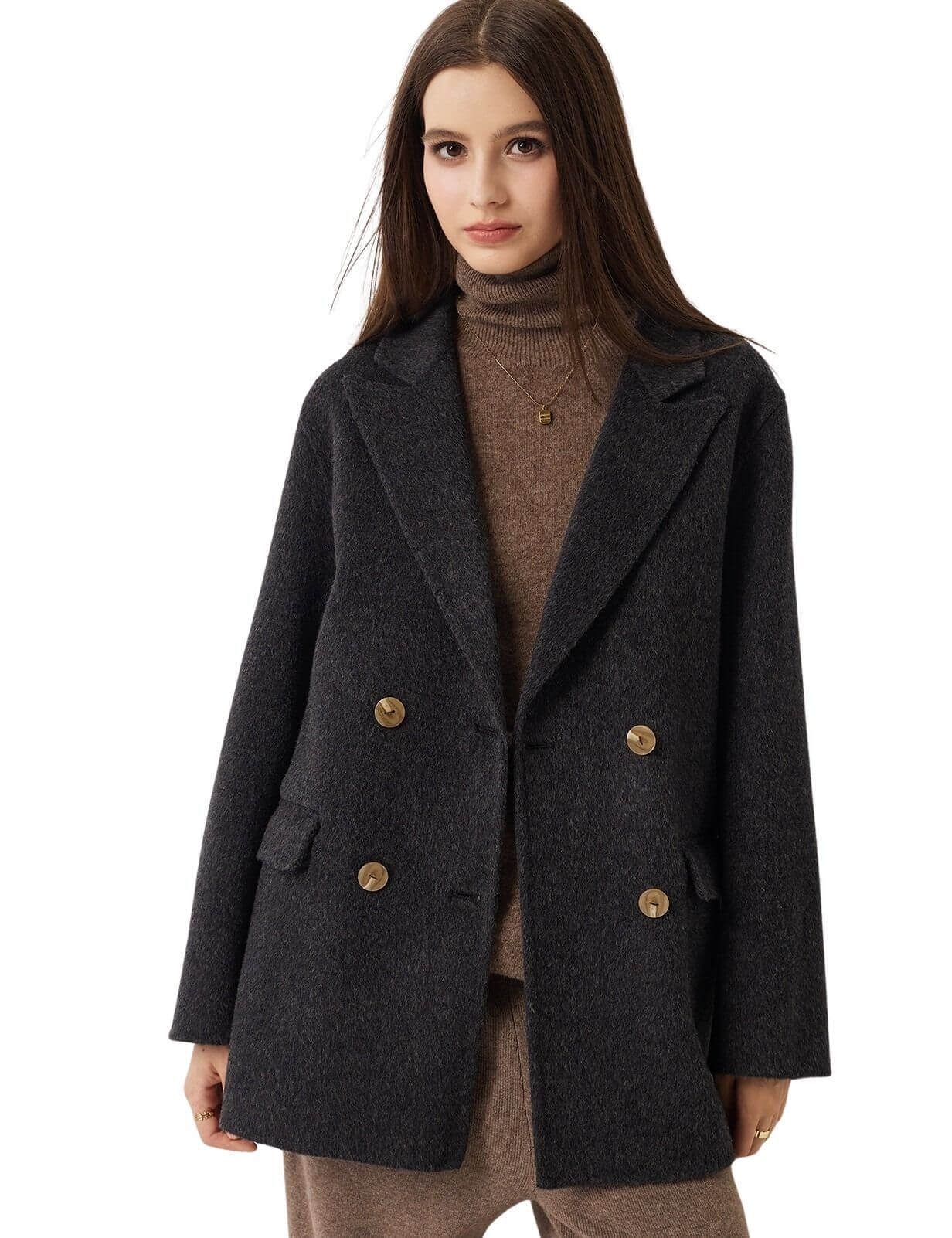 100% Merino Wool Double Breasted Pea Coat