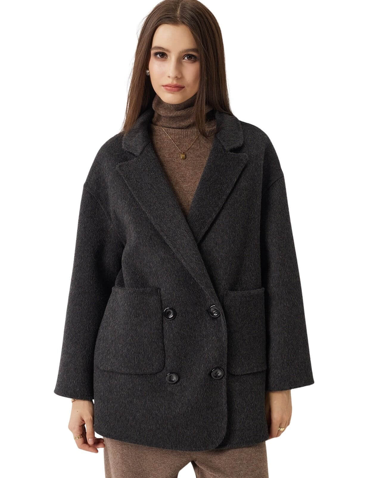 100% Merino Wool Double Breasted Short Coat