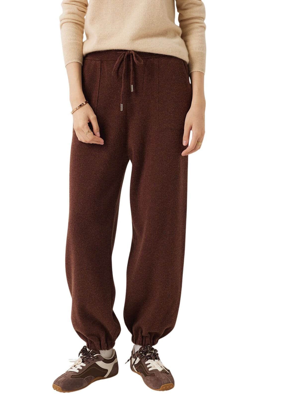 30% Cashmere,70% Merino Wool High Waist Sweatpants