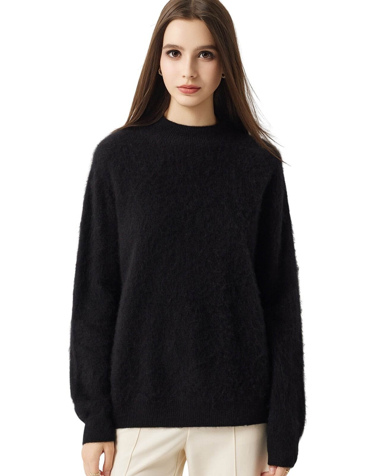 100% Merino Wool Seamless Mock Neck Sweater