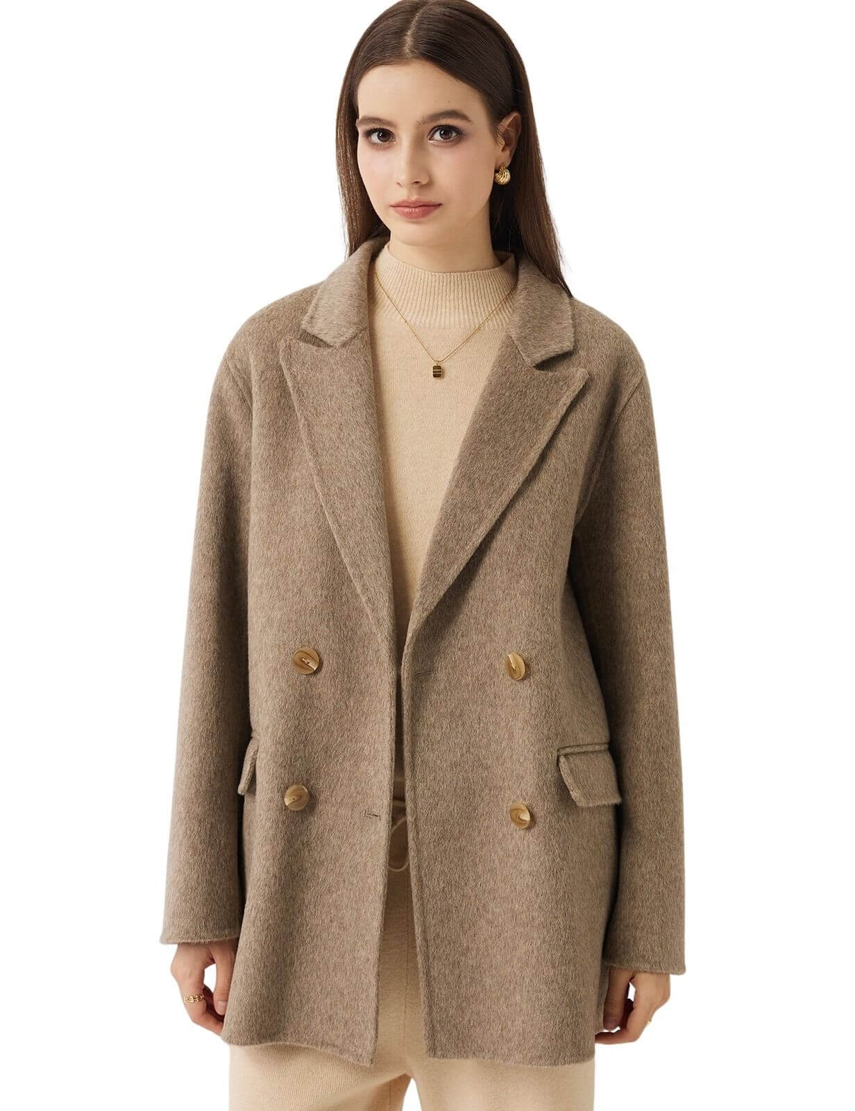 100% Merino Wool Double Breasted Pea Coat