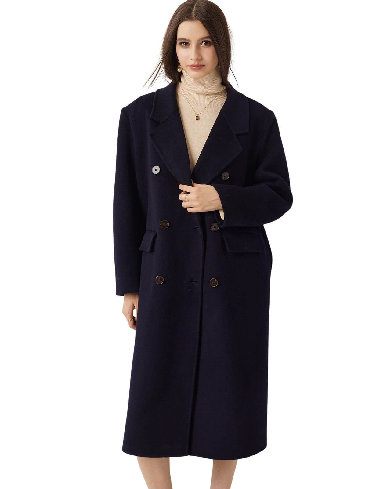 Double-Breasted 100% Merino Wool Pea Coat