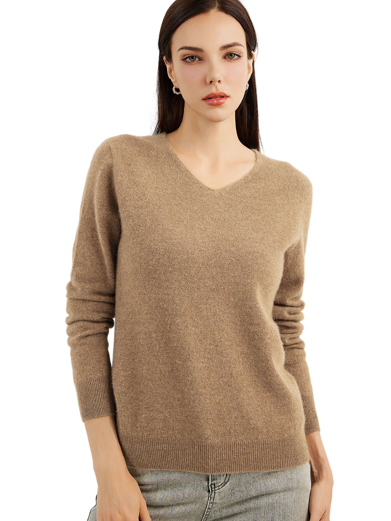 Mongolian Cashmere V-Neck Sweater