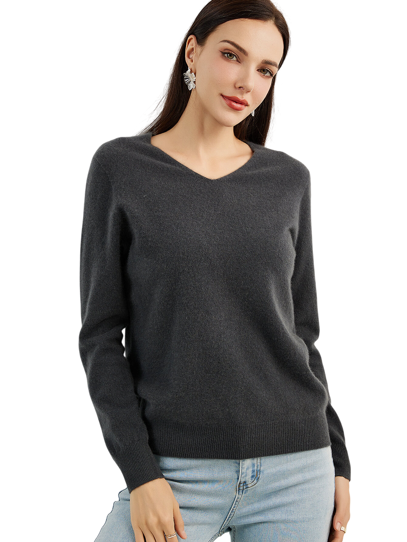 Mongolian Cashmere V-Neck Sweater