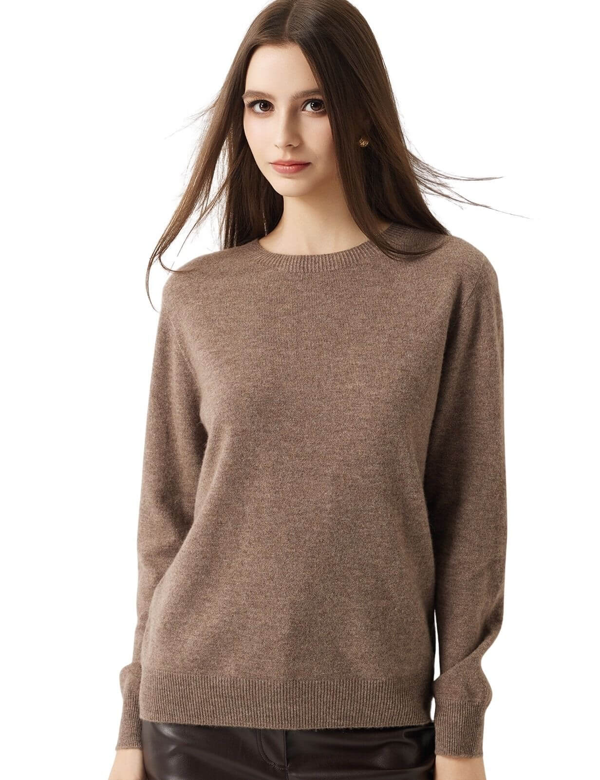30% Cashmere 70% Merino Wool Seamless Crew Neck Sweater