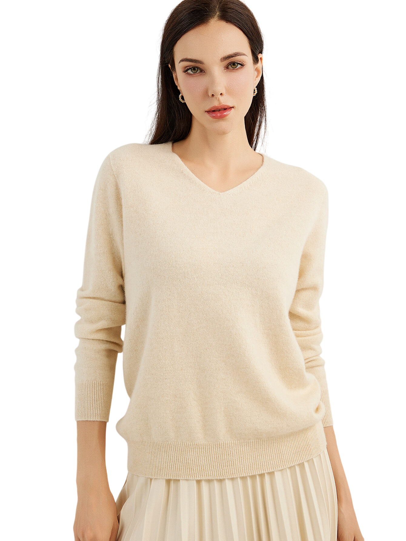 Mongolian Cashmere V-Neck Sweater