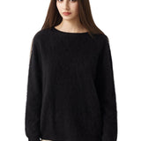 Suéter sem costura 100% lã Merino com gola redonda