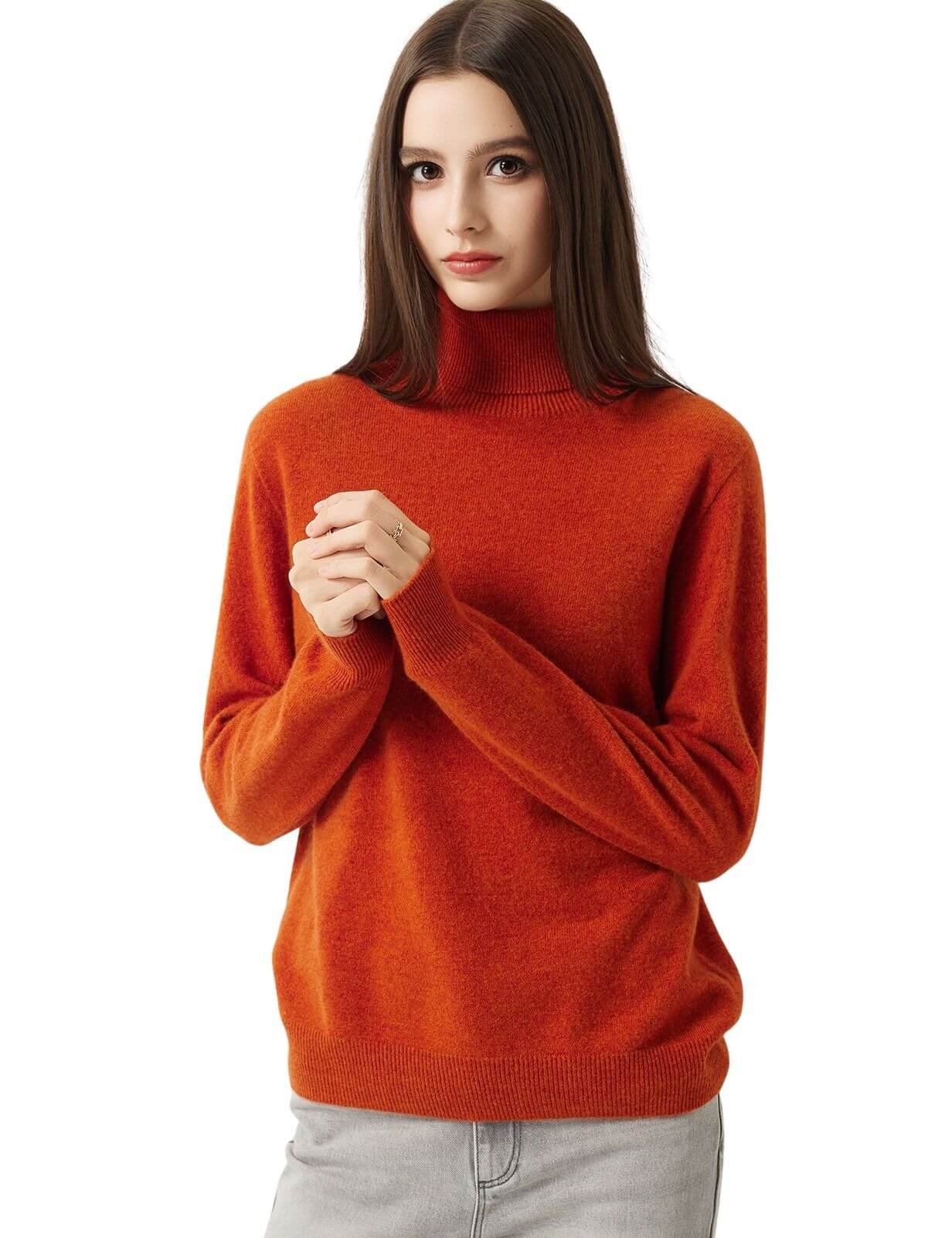 30% Cashmere 70% Merino Wool Seamless Turtleneck Sweater
