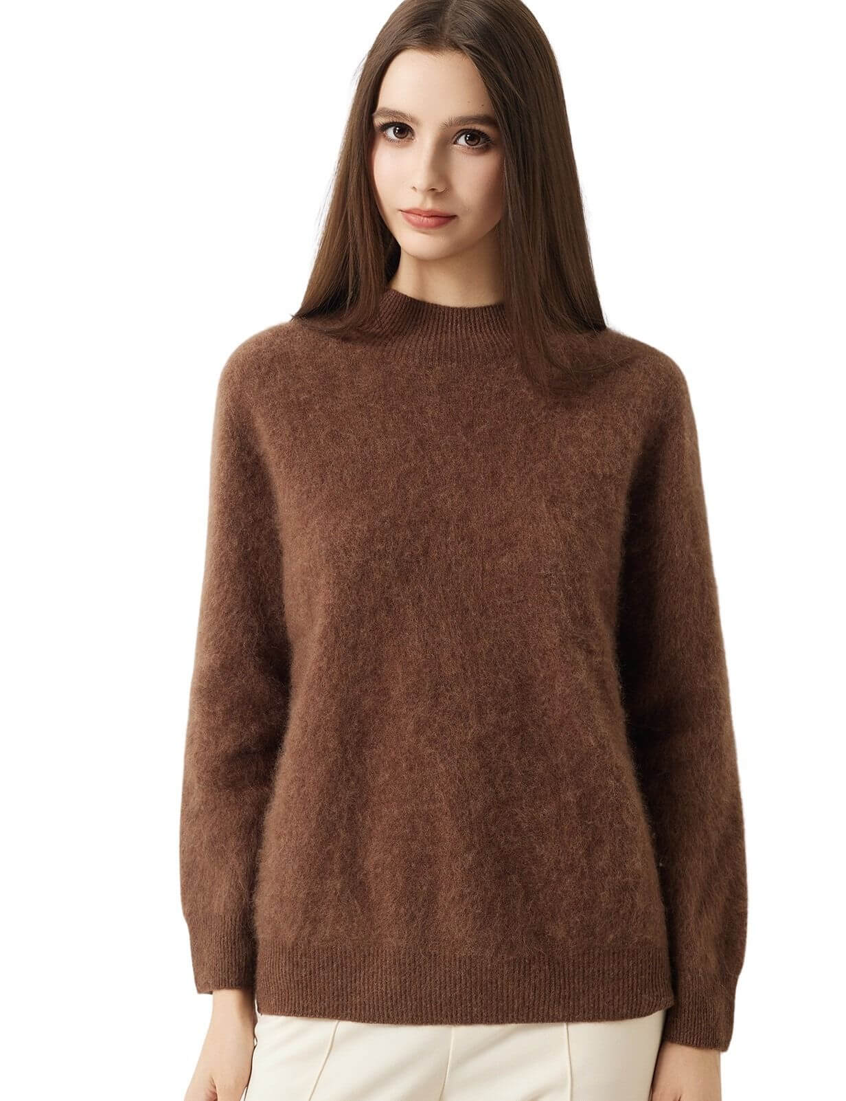 100% Merino Wool Seamless Mock Neck Sweater