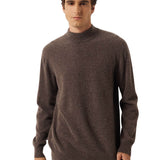 100% Cashmere Mock Neck Seamless Knit Sweater