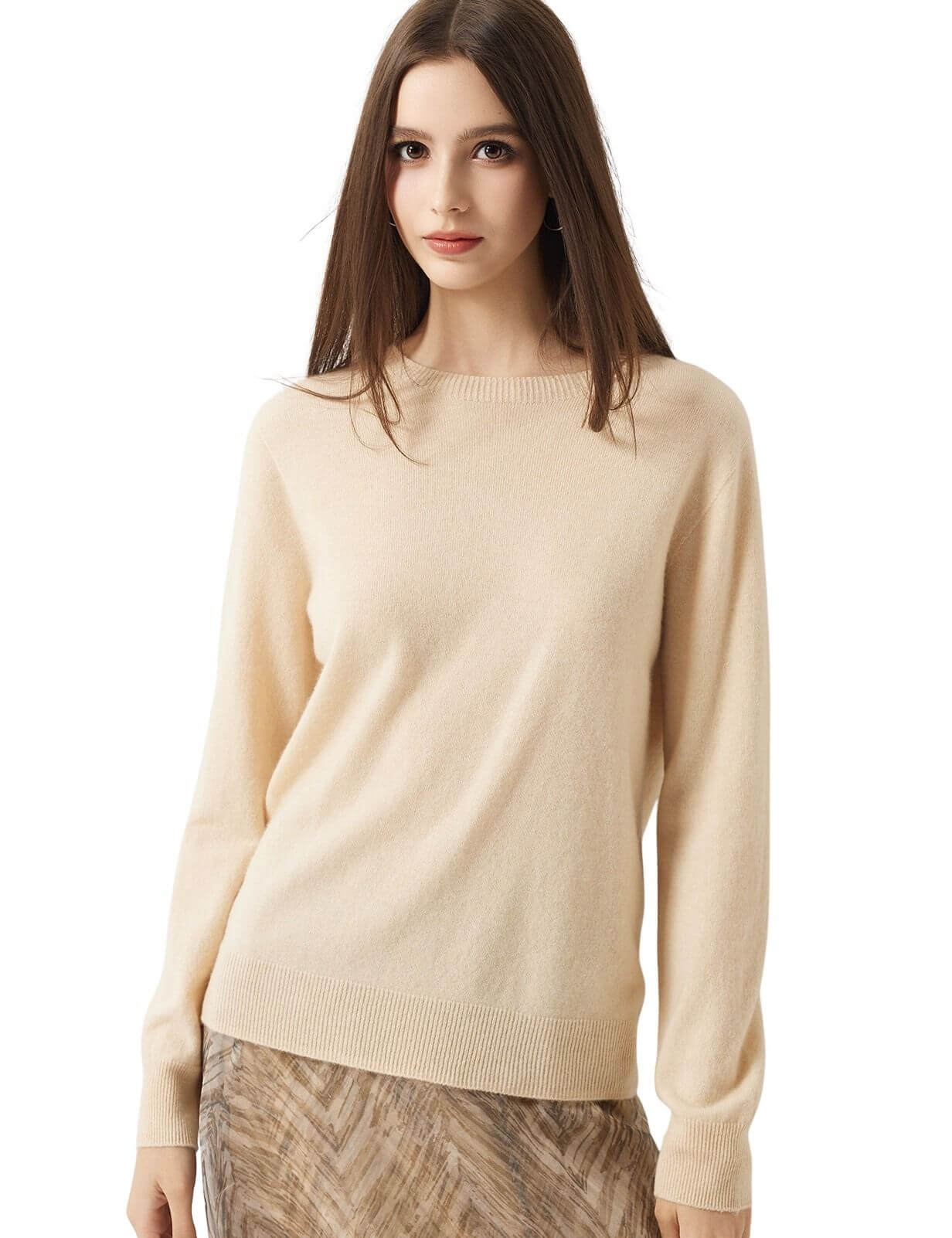 30% Cashmere 70% Merino Wool Seamless Crew Neck Sweater